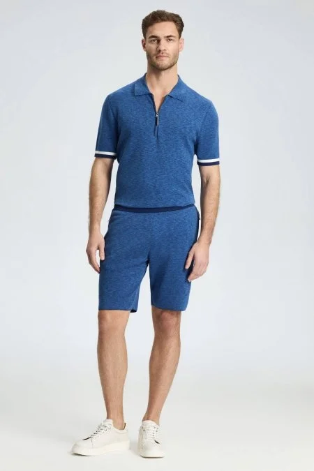 Saf Pamuk Koyu Mavi Triko Şort