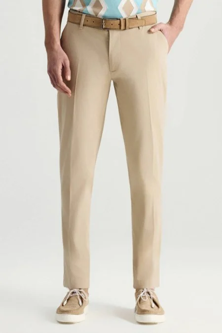 Saf Pamuk Krem Yazlık Chino Pantolon