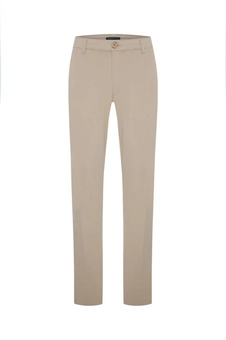 Saf Pamuk Krem Yazlık Chino Pantolon