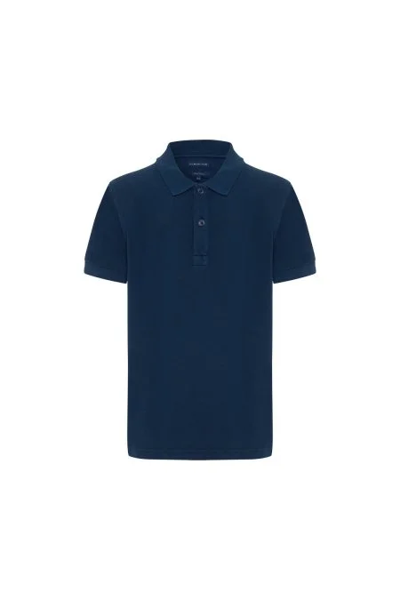 Saf Pamuk Lacivert Polo Yaka Çocuk T-Shirt