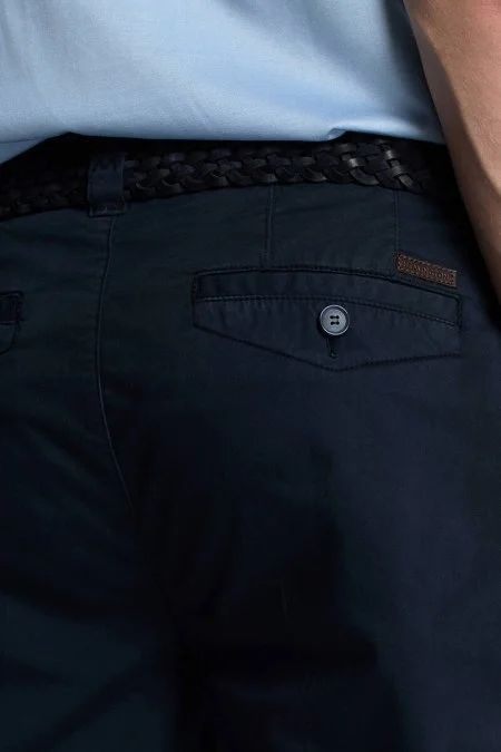 Saf Pamuk Lacivert Regular Fit Chino Pantolon