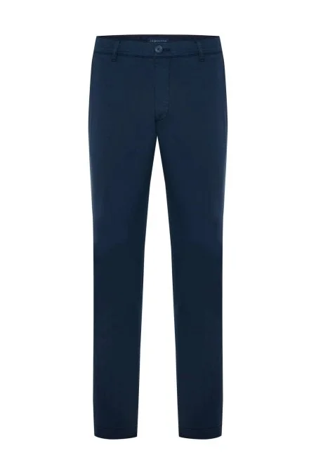 Saf Pamuk Lacivert Regular Fit Chino Pantolon