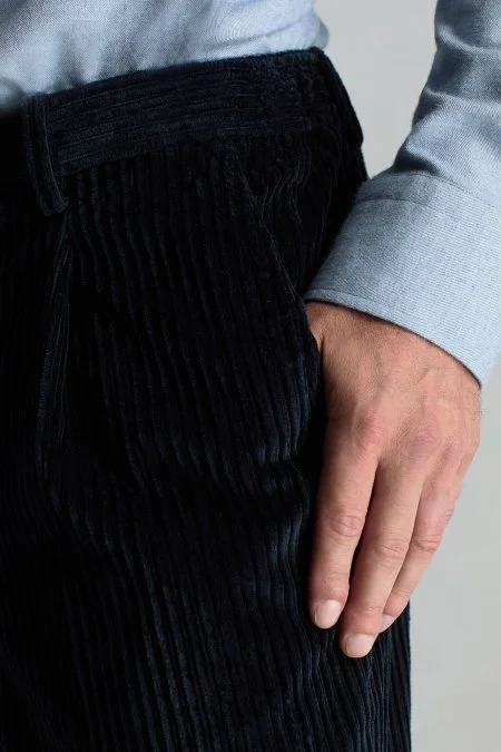 Saf Pamuk Lacivert Relax Kadife Pantolon