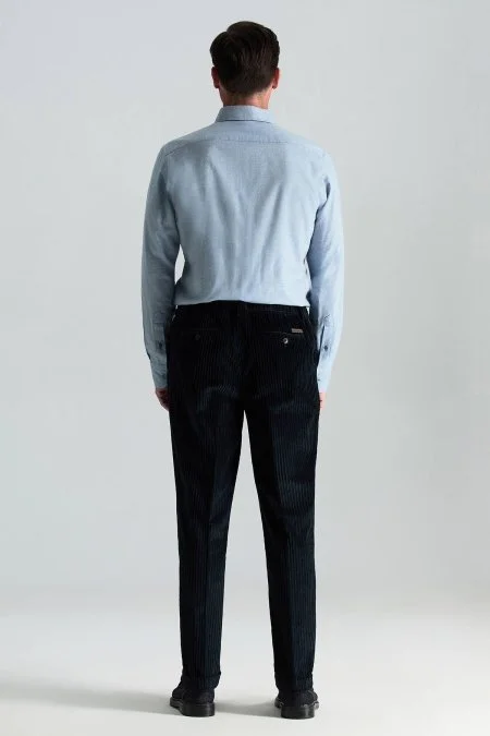 Saf Pamuk Lacivert Relax Kadife Pantolon