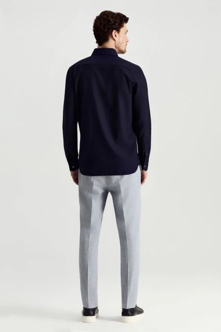 Saf Pamuk Lacivert Yazlık Oxford Gömlek