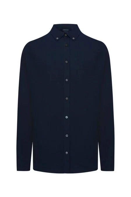 Saf Pamuk Lacivert Yazlık Oxford Gömlek