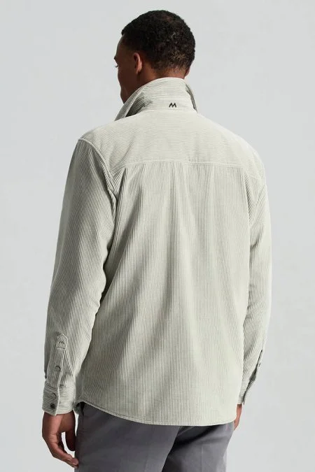 Saf Pamuk Açık Gri Kadife Ceket Gömlek