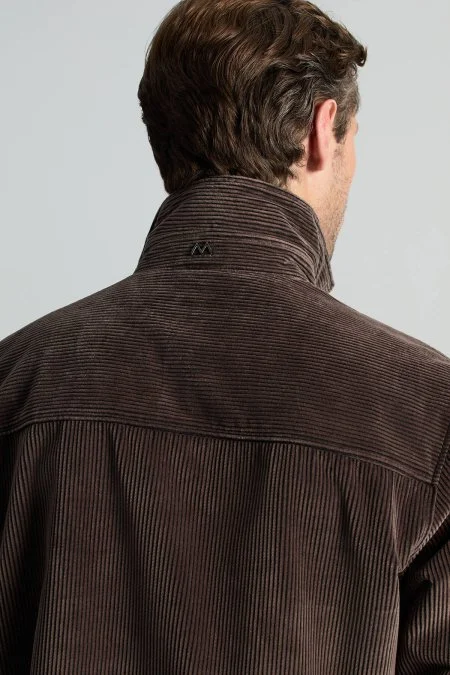 Saf Pamuk Kahverengi Kadife Ceket Gömlek