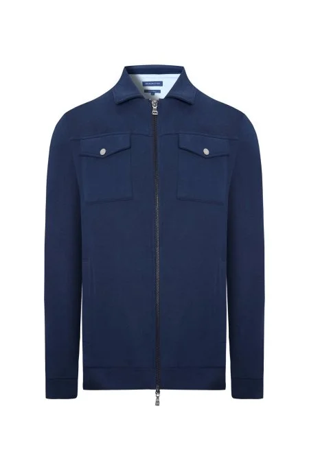 Saf Pamuk Metal Düğmeli Lacivert Spor Ceket