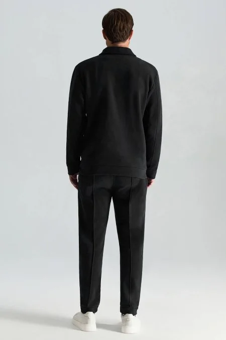 Saf Pamuk Metal Düğmeli Siyah Spor Ceket