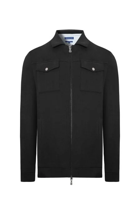 Saf Pamuk Metal Düğmeli Siyah Spor Ceket