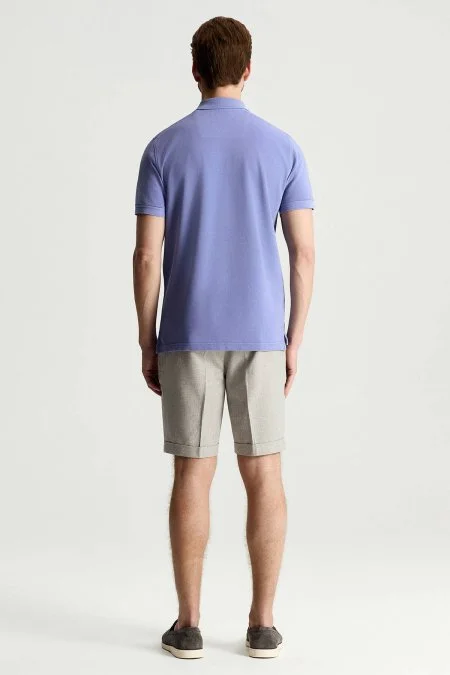 Saf Pamuk Mor Polo Yaka T-Shirt