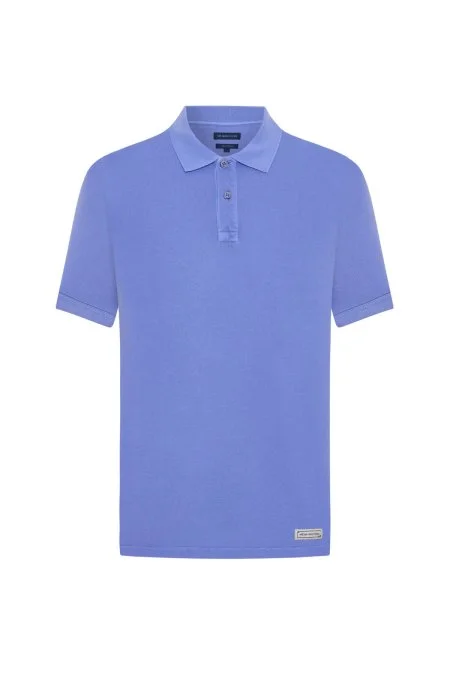 Saf Pamuk Mor Polo Yaka T-Shirt