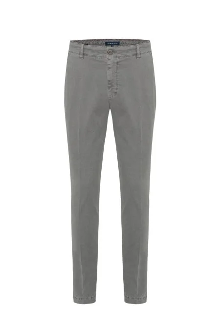 Saf Pamuk Orta Gri Regular Fit Chino Pantolon