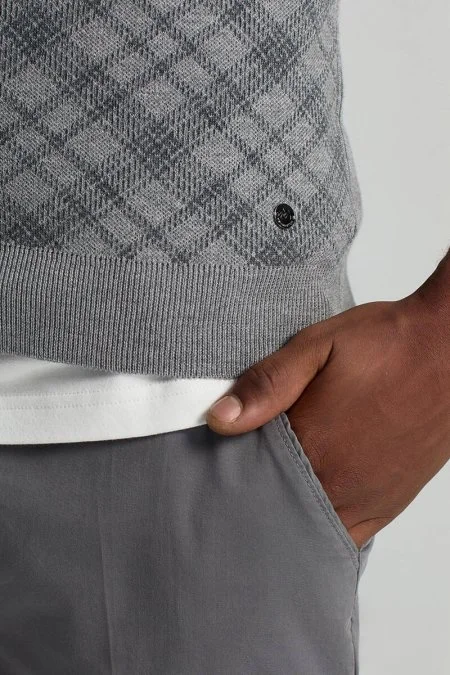 Saf Pamuk Orta Gri Regular Fit Chino Pantolon