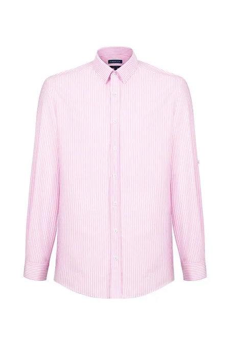 Saf Pamuk Pembe Çizgili Oxford Gömlek