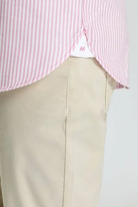 Saf Pamuk Pembe Çizgili Oxford Gömlek