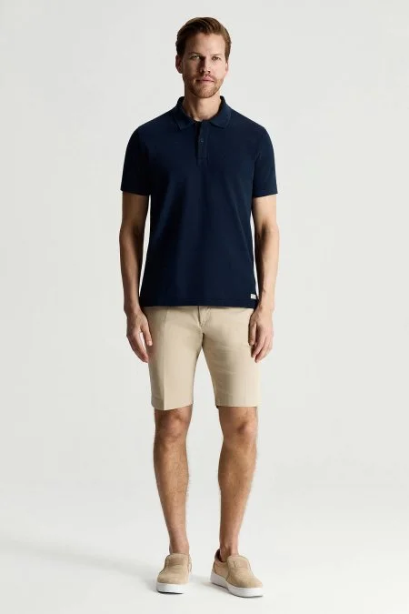 Saf Pamuk Lacivert Polo Yaka T-Shirt