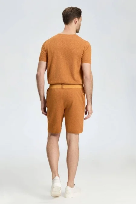Saf Pamuk Turuncu Triko Şort