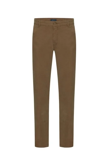 Saf Pamuk Tütün Rengi Regular Fit Chino Pantolon