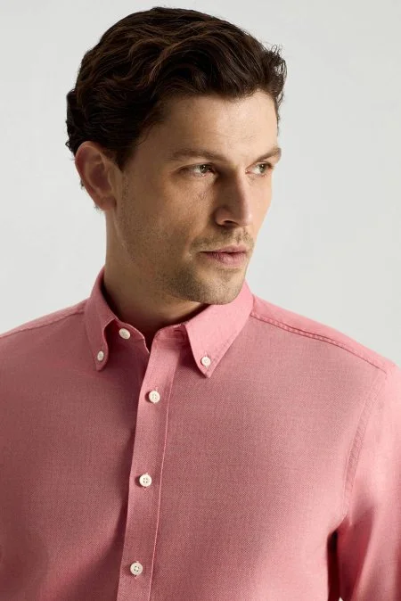 Saf Pamuk Pembe Yazlık Oxford Gömlek