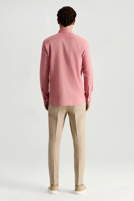 Saf Pamuk Pembe Yazlık Oxford Gömlek