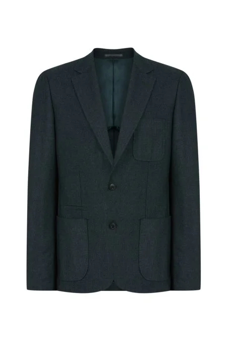 Saf Yün Koyu Yeşil Blazer Ceket