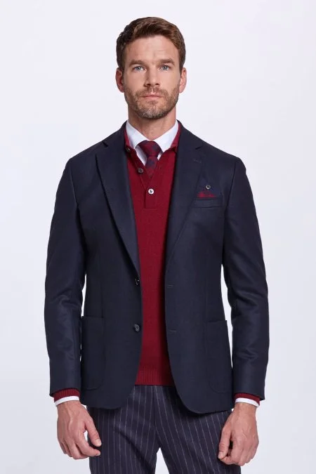 Saf Yün Lacivet Blazer Ceket