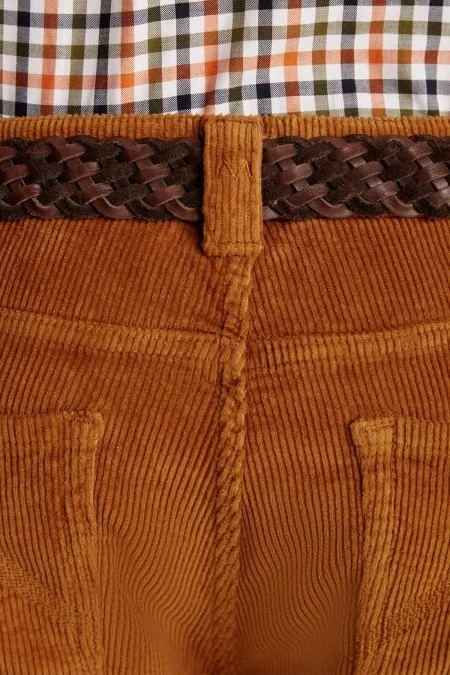 Hardal Rengi 5 Cep Kadife Pantolon