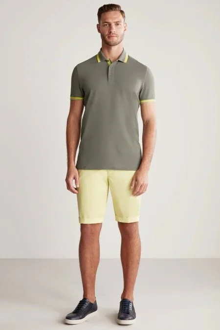 Sarı Pamuk Chino Bermuda Şort