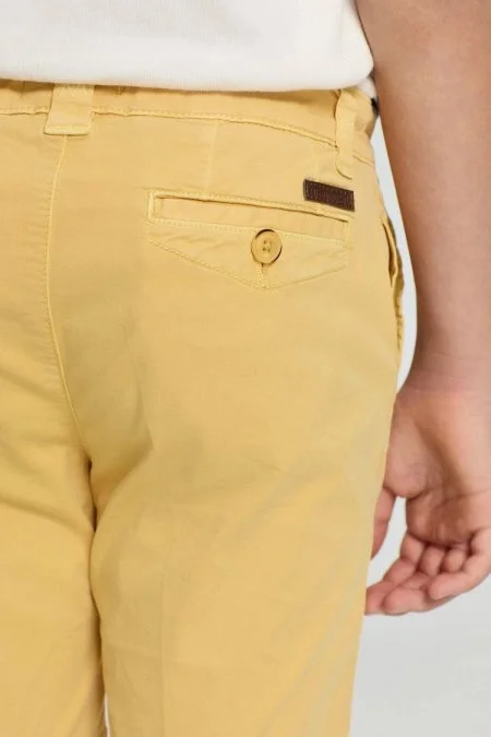 Sarı Pamuk Chino Çocuk Bermuda Şort