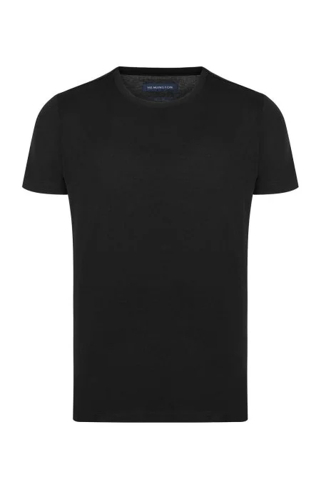 Siyah Bisiklet Yaka Basic T-Shirt