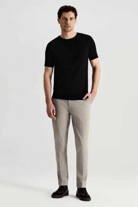 Bisiklet Yaka Siyah Giza Pamuk Triko T-Shirt