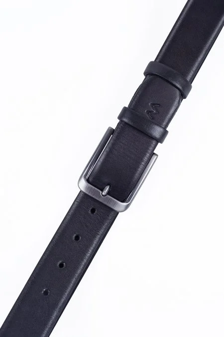 El Yapımı Siyah Klasik Deri Kemer