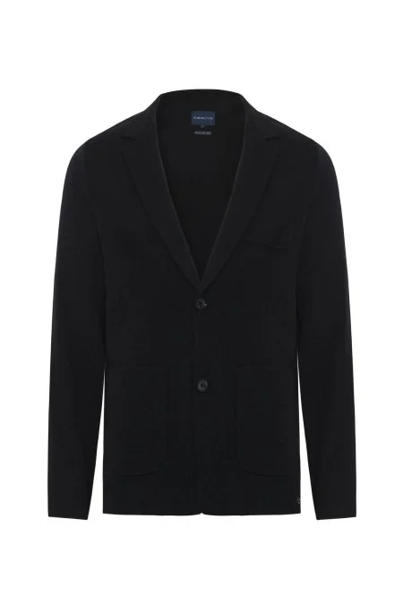 Extrafine Merino Siyah Triko Blazer Ceket