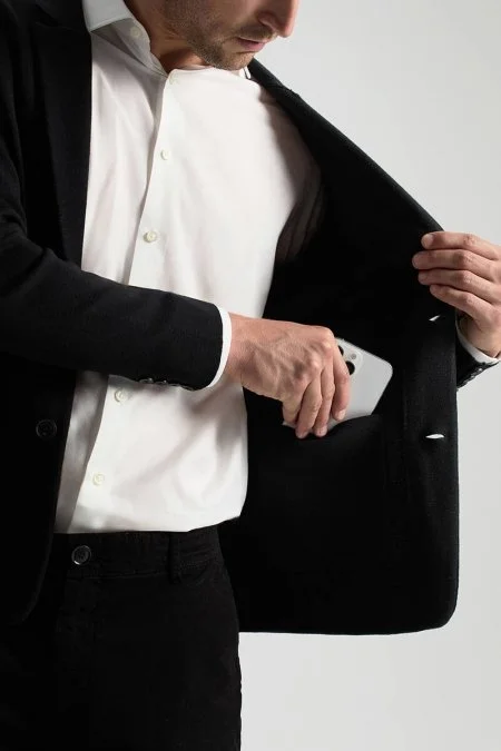 Extrafine Merino Siyah Triko Blazer Ceket