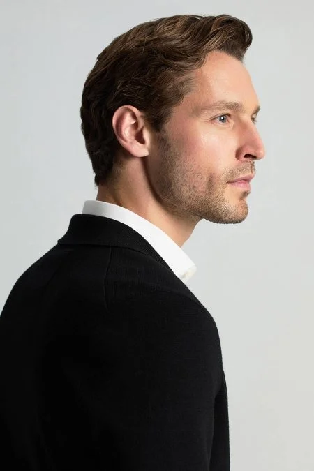 Extrafine Merino Siyah Triko Blazer Ceket