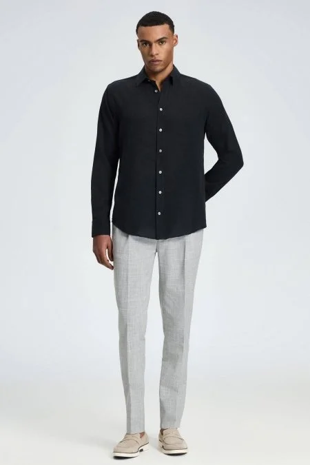 Siyah Saf Pamuk Gömlek
