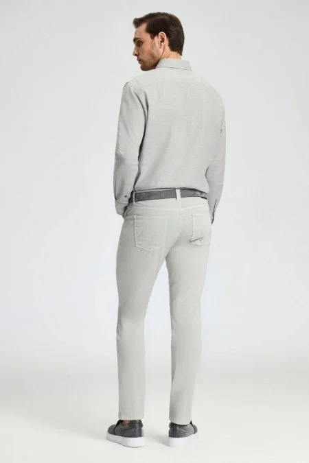 Slim Fit 5 Cep Açık Gri Chino Pantolon