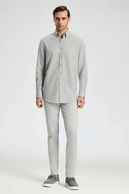 Slim Fit 5 Cep Açık Gri Chino Pantolon
