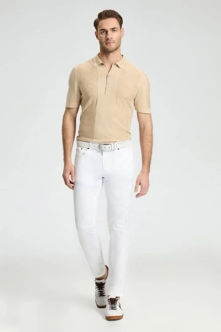 Slim Fit 5 Cep Beyaz Chino Pantolon