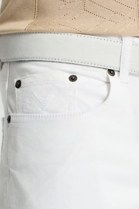 Slim Fit 5 Cep Beyaz Chino Pantolon