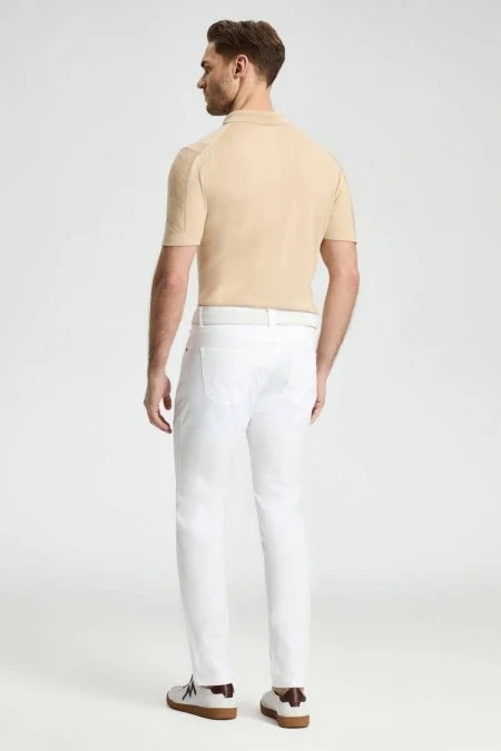 Slim Fit 5 Cep Beyaz Chino Pantolon
