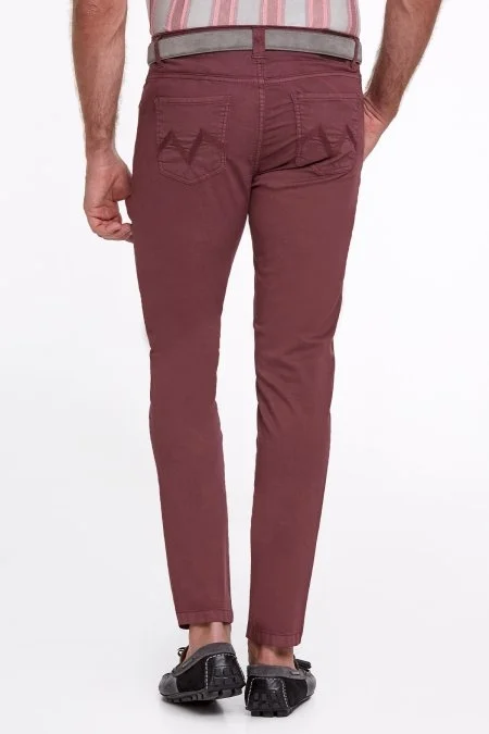 Slim Fit 5 Cep Bordo Yazlık Pantolon