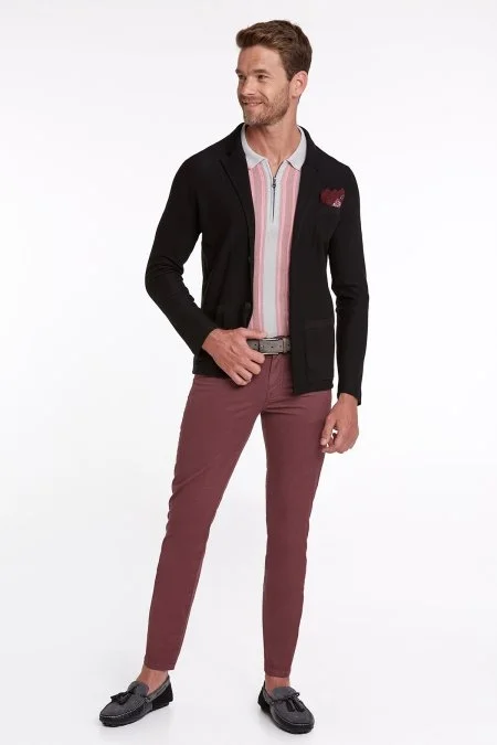 Slim Fit 5 Cep Bordo Yazlık Pantolon