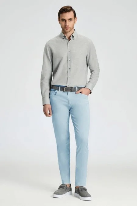 Slim Fit 5 Cep Gök Mavisi Chino Pantolon
