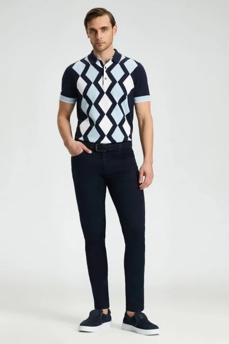 Slim Fit 5 Cep Lacivert Chino Pantolon