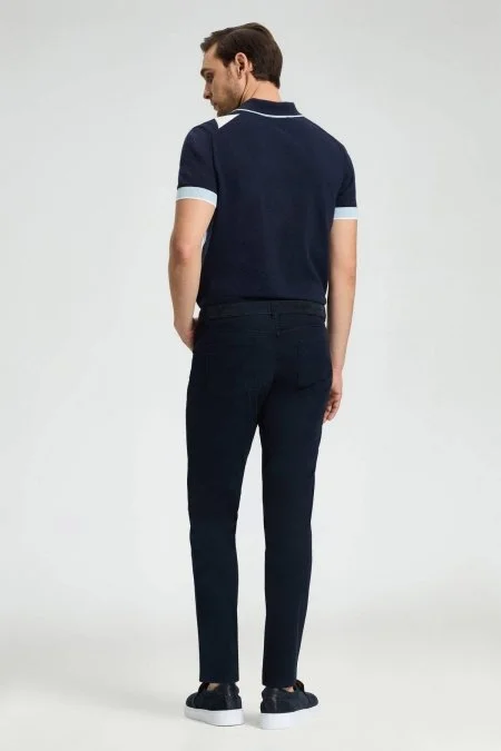 Slim Fit 5 Cep Lacivert Chino Pantolon