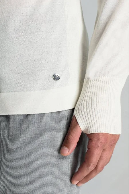 Slim Fit Beyaz Activewear Merino Yün Triko