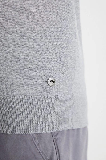 Extrafine Merino Açık Gri Bisiklet Yaka Triko